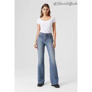 Y2K American Eagle Outfitters Womens Flare Light Wash Jeans Blue Denim Cotton 6